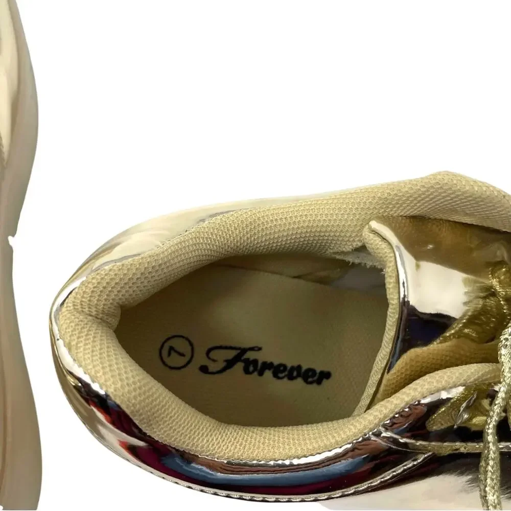 Gold Sneakers Metallic Shoes Light Up Rechargable 7 Glow New